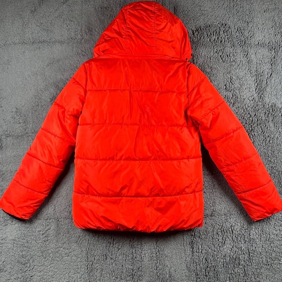 Calvin Klein Performance Puffer Jacket Inner Straps Orange Zip Hooded Women's XS - Picture 16 of 16